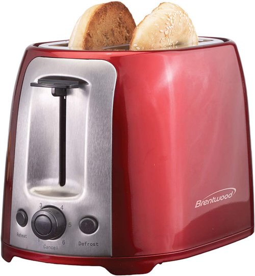 Brentwood TS-292R Cool Touch 2-Slice Toaster - Extra Wide Slots | Stylish Red Finish