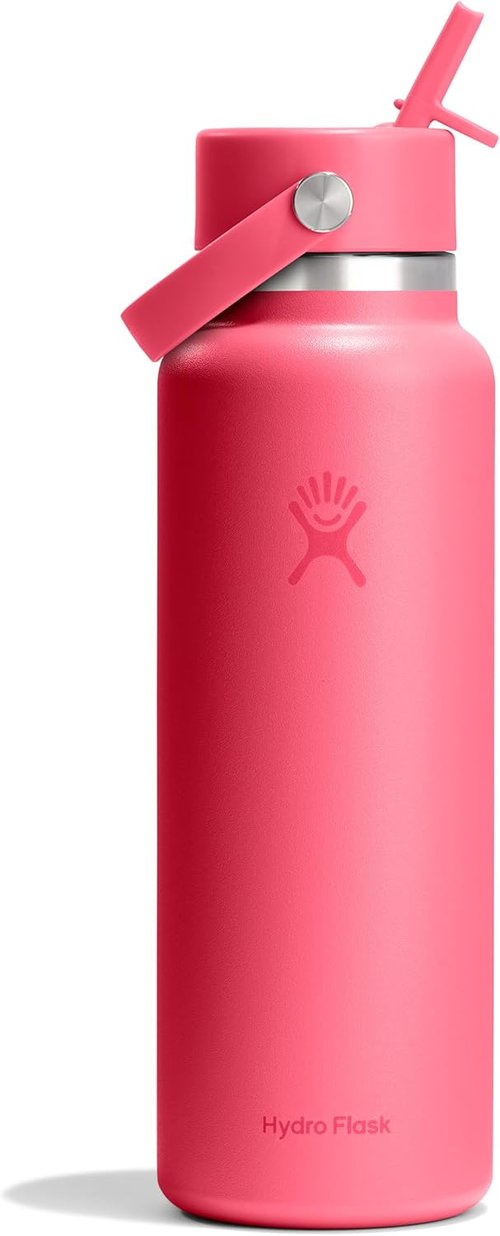 Hydro Flask Water Bottle - Insulated Stainless Steel - Leakproof Wide Straw Lid | 40 Oz Popstar Pink