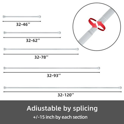 GXOACKJ Curtain Rods for windows 28-78 inch, 5/8 inch Decorative White Splicing Heavy Duty Metal Curtain Rod set with Brackets