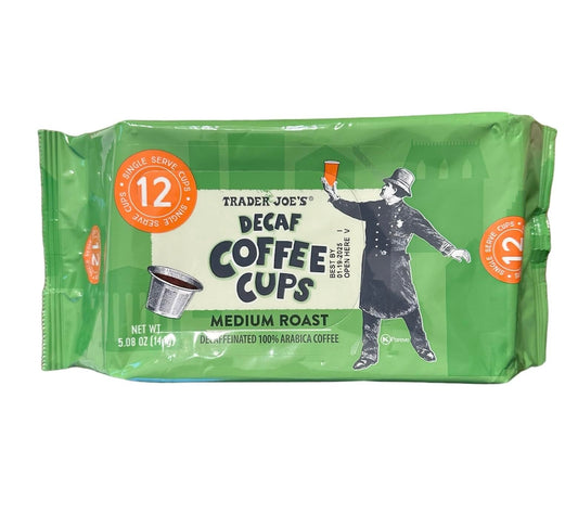 Trader Joe's Decaf 100% Coffee, Medium Roast, 1 Box of 12 Coffee Cups