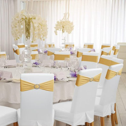 Babenest Spandex Chair Sashes - 50PCS Premium Stretch Covers with Buckle Slider for Weddings & Events | Gold
