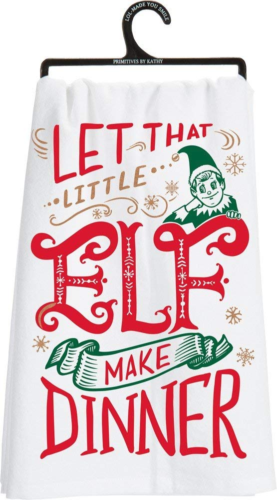 Little Elf Christmas Tea Kitchen Towel - 100% Cotton, Holiday Sass