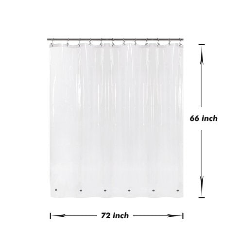Barossa Design Short Shower Curtain or Liner with 6 Weighted Magnets, 72 x 66 inch Length, Heavy Duty PEVA, Waterproof, PVC Free, 12 Metal Grommets, Clear, 72x66