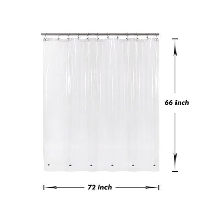 Barossa Design Short Shower Curtain or Liner with 6 Weighted Magnets, 72 x 66 inch Length, Heavy Duty PEVA, Waterproof, PVC Free, 12 Metal Grommets, Clear, 72x66