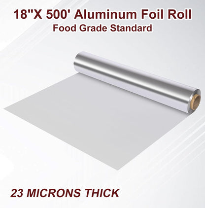 Skiennix Heavy Duty Aluminum Foil Roll - Food Safe 18 Inches x 500 FT | Durable Kitchen Wrap