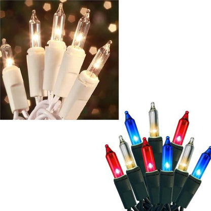 HISHINY 100 Count Clear White Christmas Lights - Red, White & Blue 4th of July String Lights | Indoor/Outdoor Decor