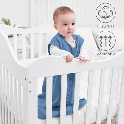 Yoofoss Baby Sleep Sack - 100% Organic Cotton Wearable Blanket | 0-6 Months, 2-Way Zipper, 3 Pack