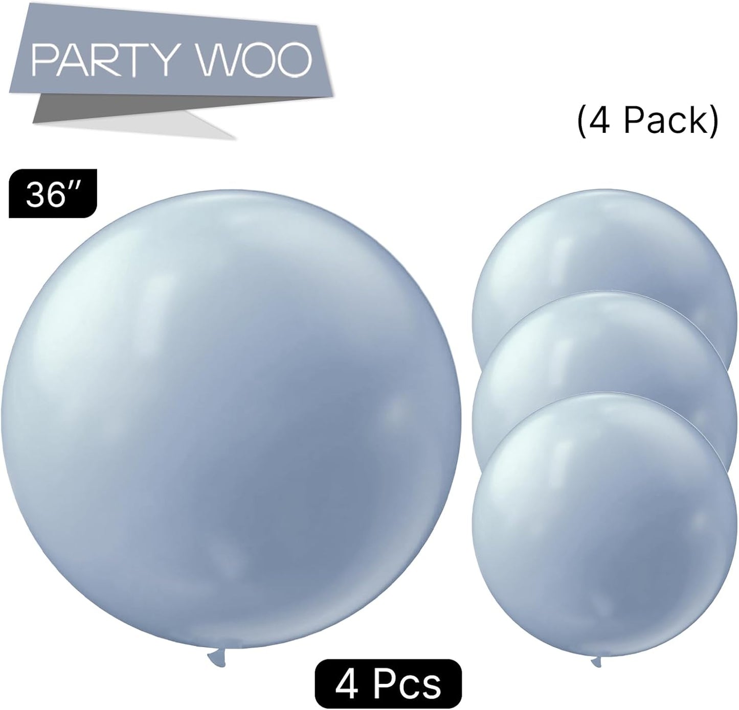 PartyWoo Dusty Blue Balloons - 36 Inch Slate Blue Latex Helium Balloons for Baby Showers & Weddings