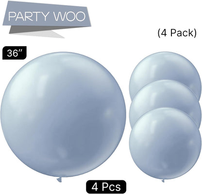 PartyWoo Dusty Blue Balloons - 36 Inch Slate Blue Latex Helium Balloons for Baby Showers & Weddings