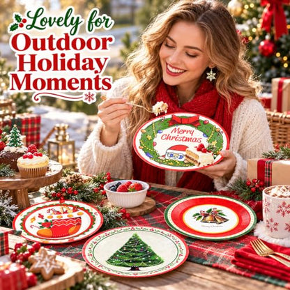 48Pcs Christmas Paper Plates 7 Inch Disposable Holiday Party Dinnerware