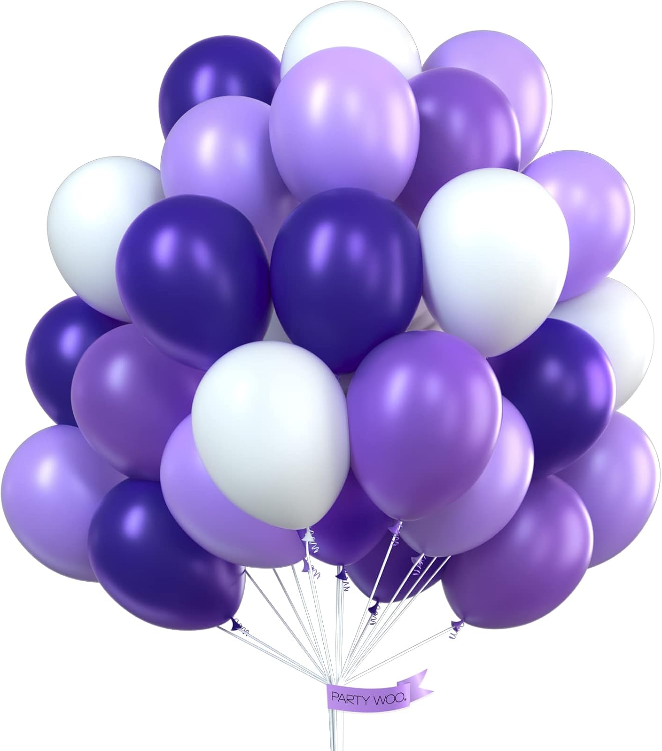 PartyWoo Purple Balloons - 60 Pcs 12 Inch Latex Balloons in Light Pastel Dark Purple & Lavender for Celebrations