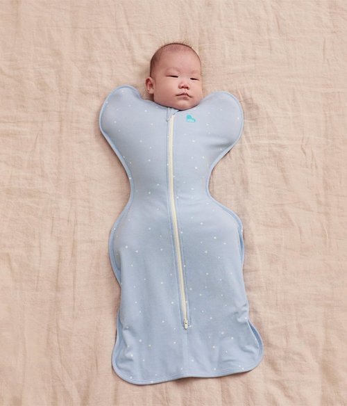 Love To Dream Swaddle Up Original - Arms Up Design, Ultra Breathable Cotton Wearable Blanket - 1.0 TOG, Medium 13-19lbs, Twinkle Powder Blue