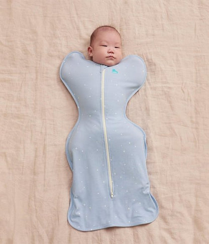 Love To Dream Swaddle Up Original - Arms Up Design, Ultra Breathable Cotton Wearable Blanket - 1.0 TOG, Medium 13-19lbs, Twinkle Powder Blue