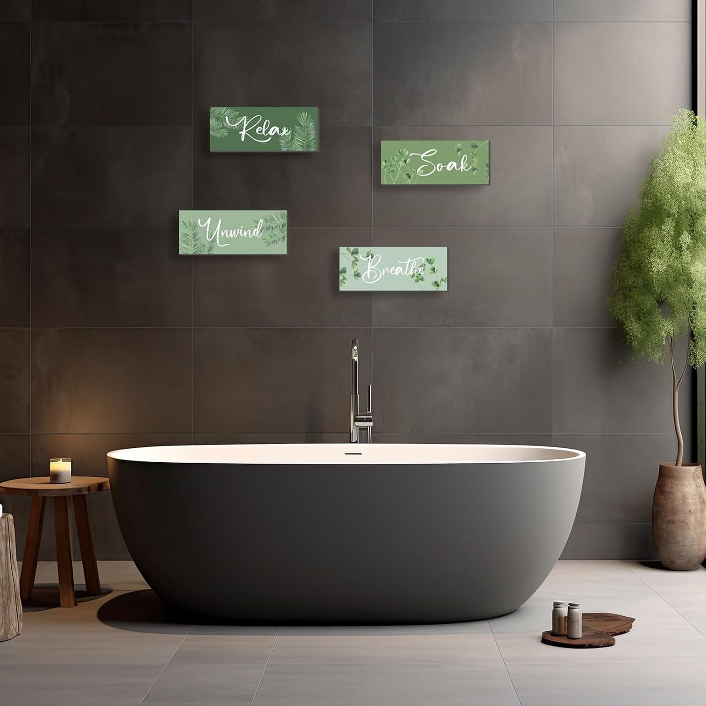 ONIZHITY Sage Green Bathroom Wall Decor - Relax, Soak, Unwind Wooden Signs | Rustic 10x4 Inch Decor for Home