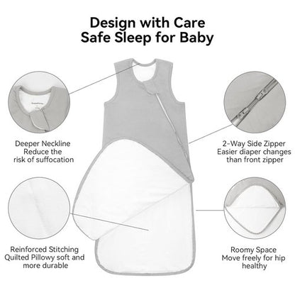 BubblePanda Bamboo Sleep Sack | Soft 1.0 Tog Toddler Sleeping Bag for 12-18 Months | 2-Way Zipper