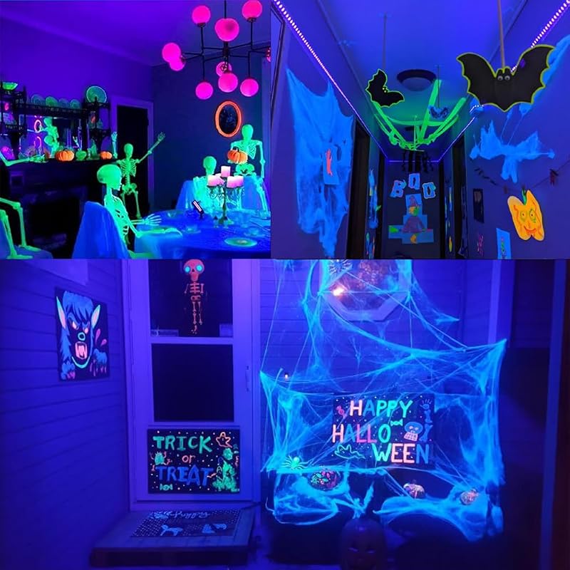 Solhice 80ft UV Black Light String Lights with Remote, 300 LEDs – Indoor/Glow Party Decor