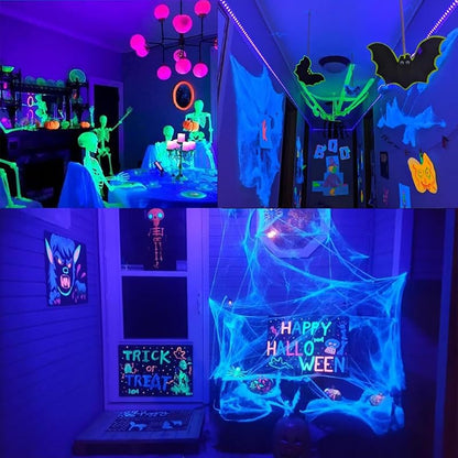 Solhice 80ft UV Black Light String Lights with Remote, 300 LEDs – Indoor/Glow Party Decor