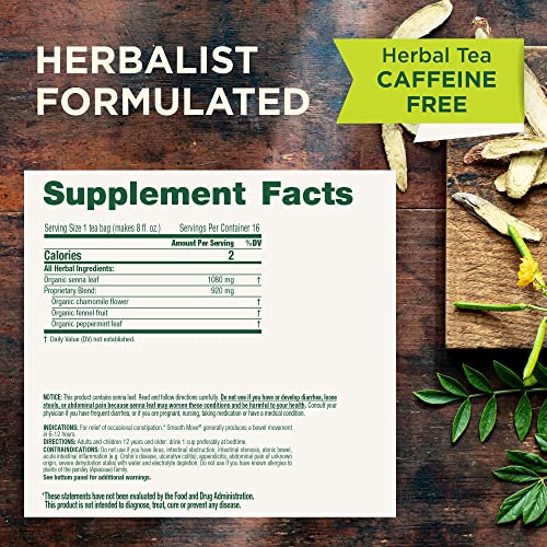 Traditional Medicinals Tea, Organic Smooth Move Chamomile, Relieves Occasional Constipation, Senna, 16 Tea Bags