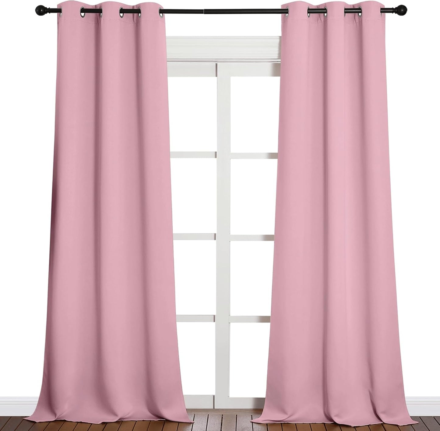 NICETOWN Blackout Curtains for Patio Glass Doors - Privacy Panel Drapes, Crystal Pink, 42" x 90" (1 Pair)