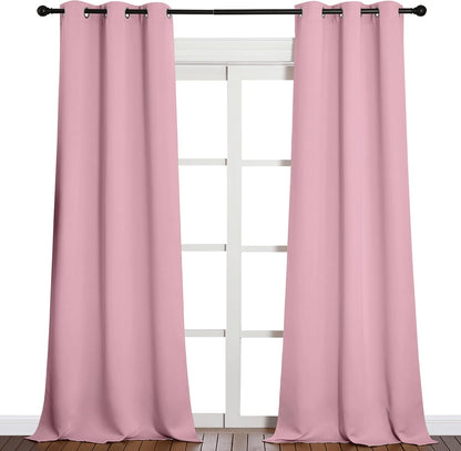 NICETOWN Blackout Curtains for Patio Glass Doors - Privacy Panel Drapes, Crystal Pink, 42" x 90" (1 Pair)