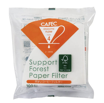 CAFEC SFP (Support Forest Paper) Filter Paper | Made in Japan | Cone-shaped V60 02 Style Universal 1 to 4 Cup | 100 sheets (CUP 4) SFP4-100W