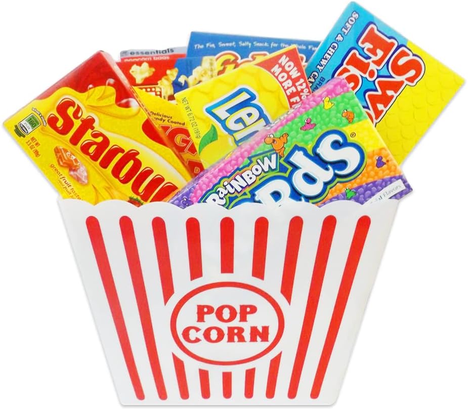 Novelty Place Classic Red & White Striped Popcorn Containers - Perfect for Movie Night | 9.25" Square x 5.9" Deep (1 Pack)