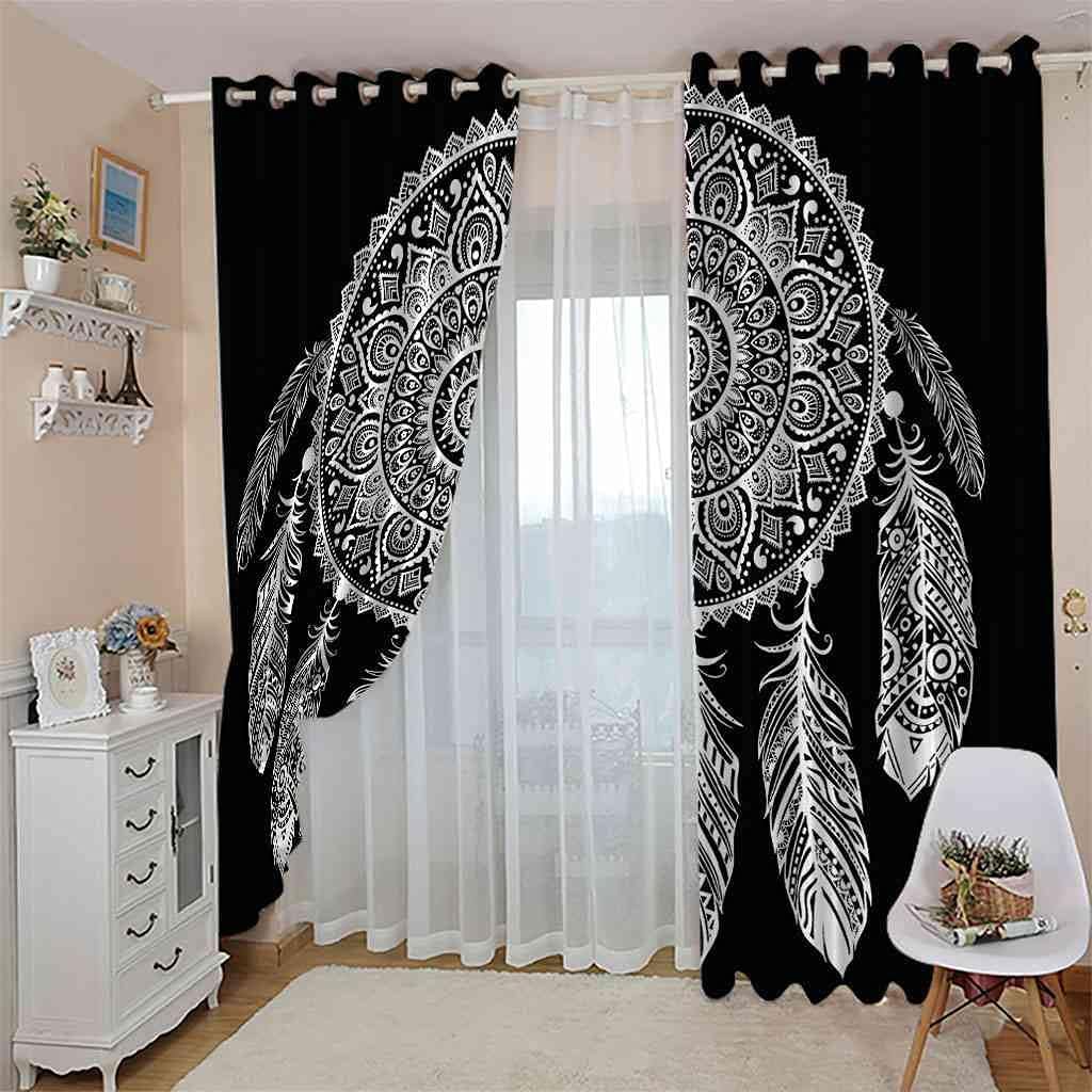 Skiennix Printed Blackout Curtains - Colorful Dream Catcher Art | Thermal Insulated Drapes, 2 Panel Set (46'' x 54'', 92'' x 54'')
