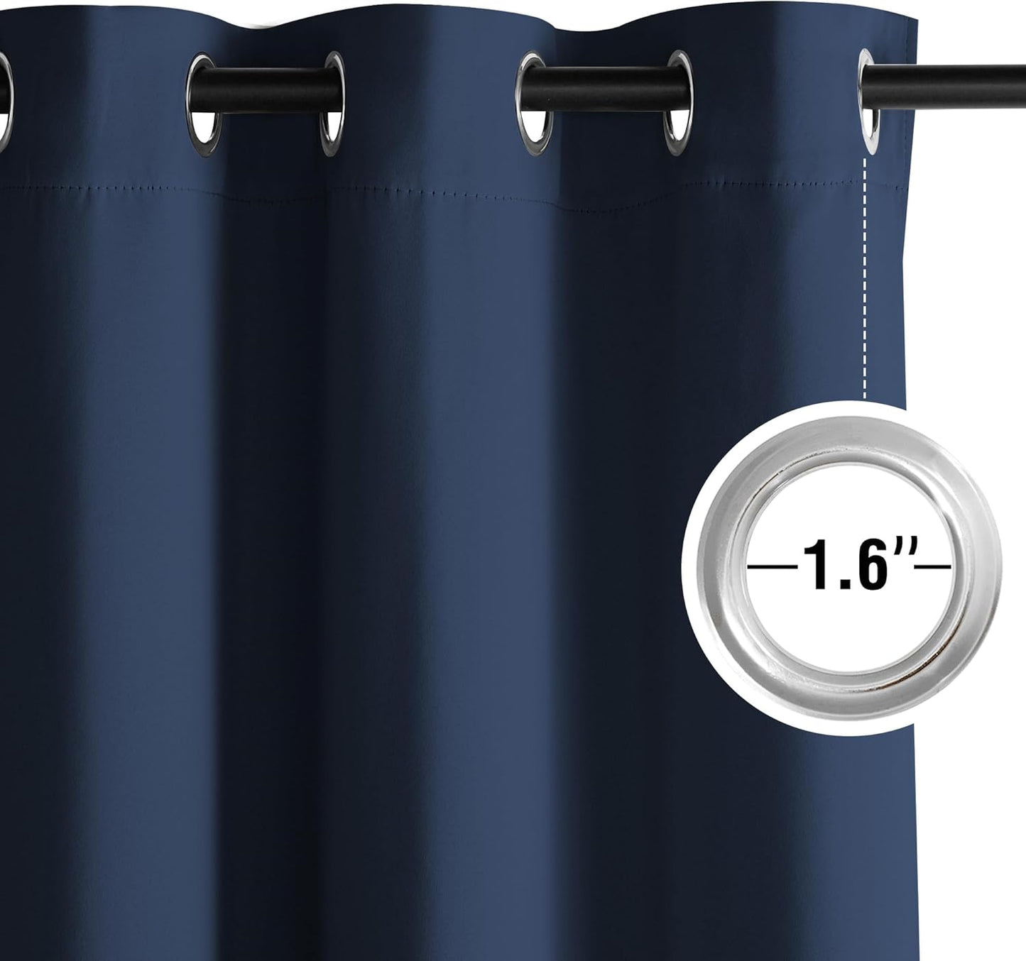 NICETOWN Blackout Curtains - Grommet Panels for Total Darkness | 72 Inches Long, Navy Blue