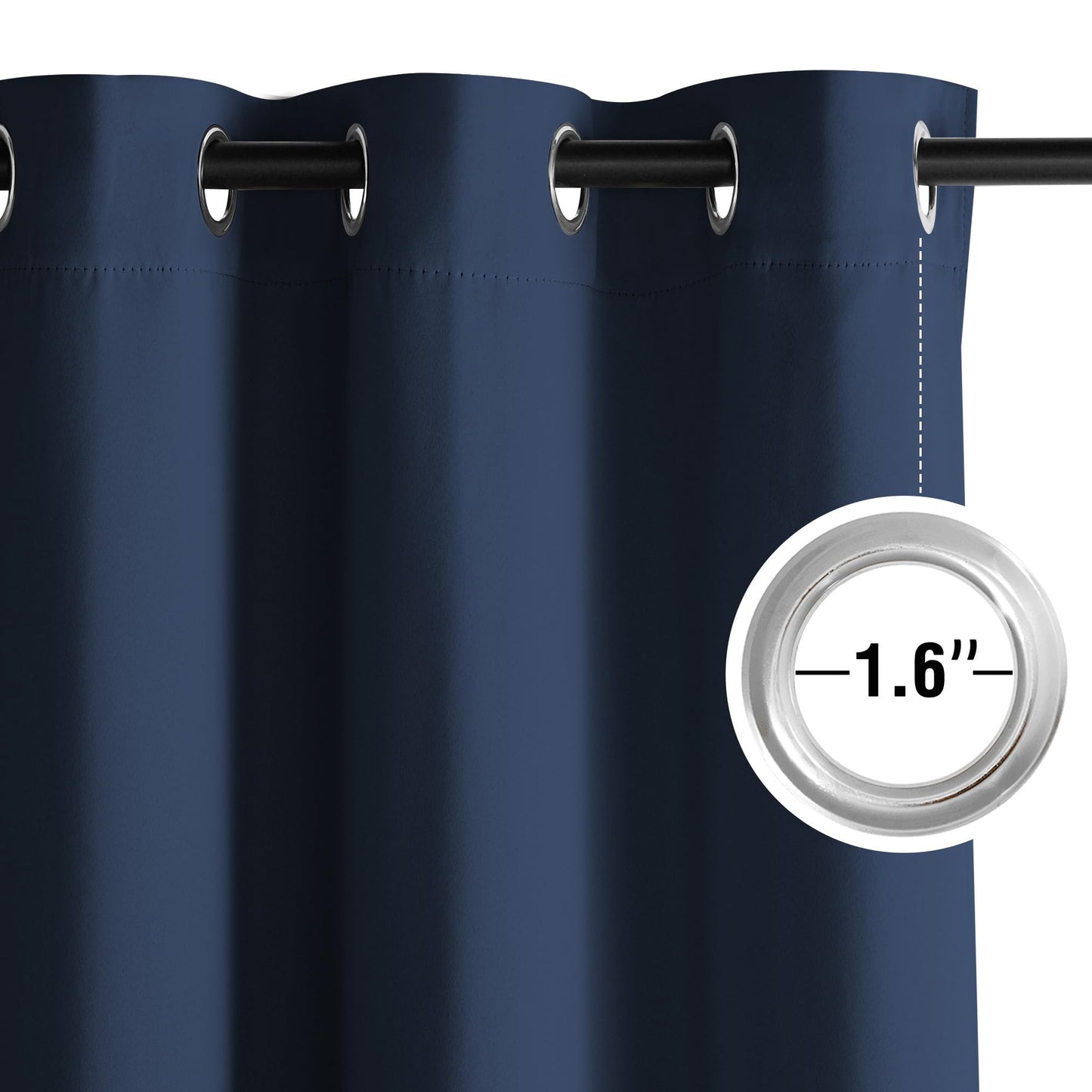 NICETOWN Navy Blue Blackout Draperies Heat Insulated Curtain 95 inch - Extra Long Thermal Insulated Shades for Bedroom, Living Room, Yard, Laundry, Pantry, Garage - 1 Pair, W52 x L95