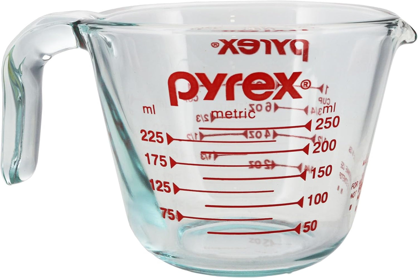 Pyrex Prepware 1 Cup Measuring Cup - Clear Design with Red Measurements for Accurate Cooking