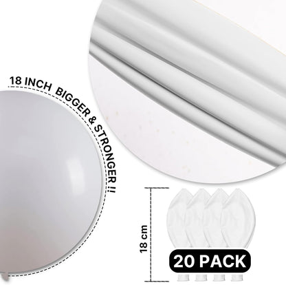 PartyWoo White Balloons - 20pcs 18 Inch Matte Latex for Weddings, Graduations & Celebrations