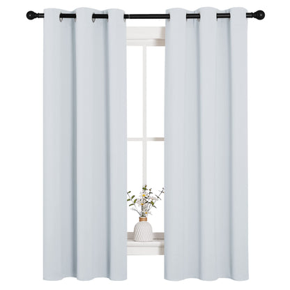 NICETOWN Room Darkening Draperies Curtains Panels, Window Treatment Thermal Insulated Grommet Room Darkening Curtains/Drapes for Bedroom (Greyish White, 2 Panels, 34 by 63)