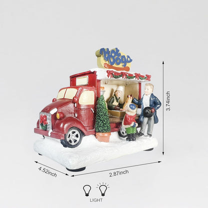 Moments In Time Hot Dog Food Truck | LED Lighted Christmas Village Decor | 3.74” Handcrafted Polyresin