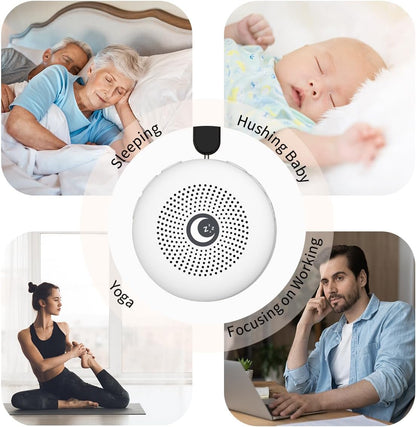 Sleepbox Sound Machine - Portable Noise Maker with 30 Soothing Sounds & Rechargeable Battery | Ideal for Sleep, Travel, Relaxation (White)