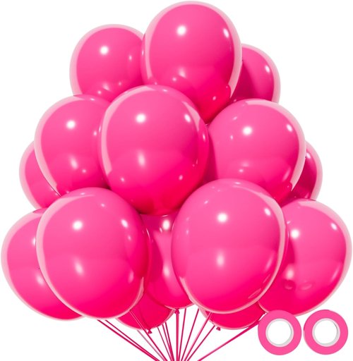 Hot Pink Latex Balloons - 110pcs 12-Inch Balloons for Birthday Party, Baby Shower & Wedding | Includes 2 Ribbons