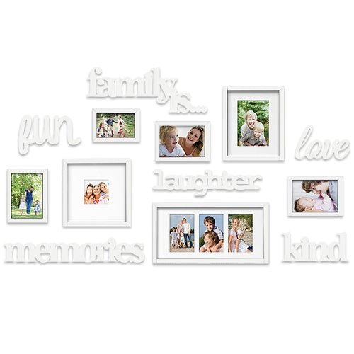 Jerry & Maggie - Photo Frame | Plaque College Frame - White Wall Decoration Combination - Bronze PVC Picture Frame Selfie Gallery Collage With Full Size Hanging Template & Wall Mounting Design