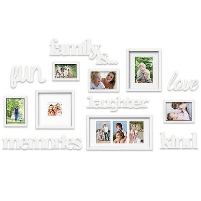 Jerry & Maggie - Photo Frame | Plaque College Frame - White Wall Decoration Combination - Bronze PVC Picture Frame Selfie Gallery Collage With Full Size Hanging Template & Wall Mounting Design