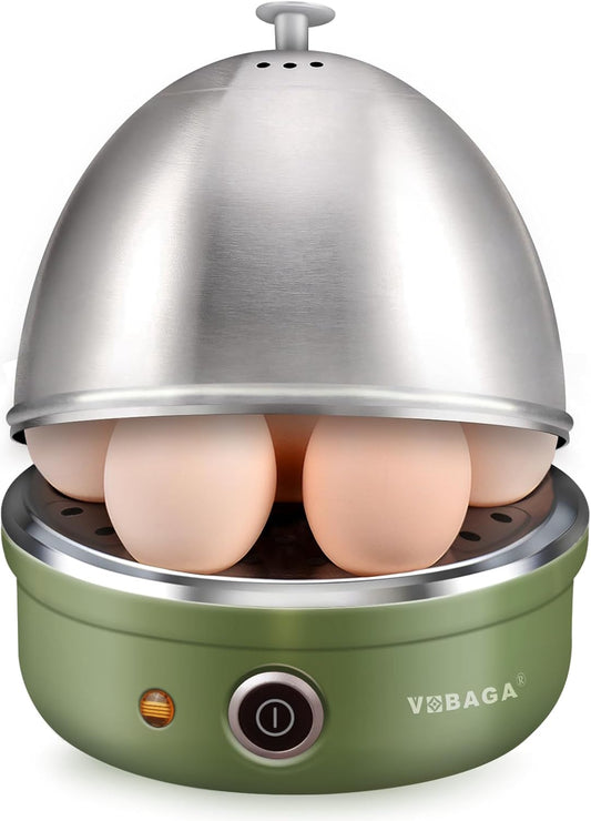 VOBAGA Electric Egg Cooker - Rapid Boiler with Auto Shut Off | 7-Egg Capacity, Stainless Steel Tray, Green