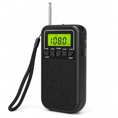 Portable AM FM Radio with Alarm, Sleep Timer & Flashlight