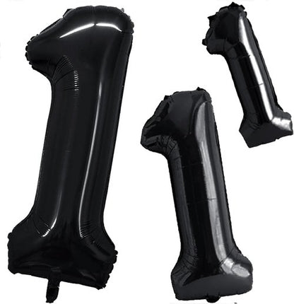 GOER Black Foil Number Balloons - Huge 1st Birthday & Anniversary Party Decorations | 3 Pcs (42", 32", 16")