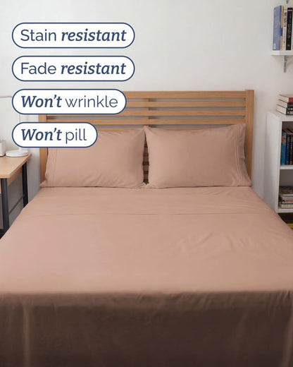 Full XL Bed Sheet Set - 4 Piece Extra Long Extended Full XL Sheets - Soft, Breathable & Cooling - Fits 8" to 16" Mattress with Deep Pockets - 54" x 80" - Easy-Fit, Wrinkle and Fade Resistant - Mauve