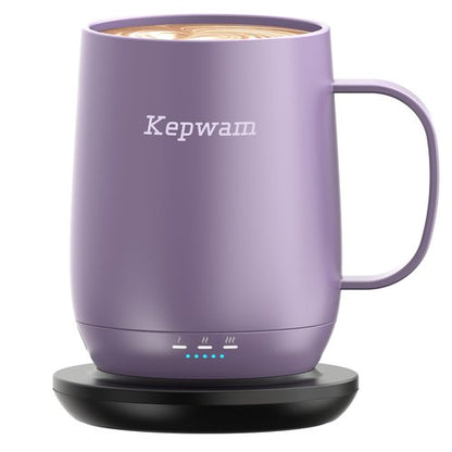Kepwam Self Heating Coffee Mug, 16oz Smart Heated Coffee Mug, 150 Min Battery Life - Hot up to 149℉ Temperature Control Coffee Mug Warmer, Gifts for Women and Men