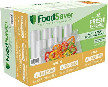 FoodSaver Vacuum Seal Variety Pack - Includes Rolls and Bags for Fresh Food Storage