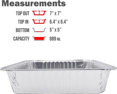 Fig & Leaf Disposable Aluminum Foil Cake Pans - 7” x 7” | 20 Pack | Ideal for Baking & Roasting