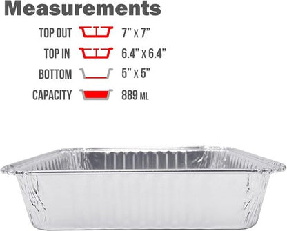 Fig & Leaf Disposable Aluminum Foil Cake Pans - 7” x 7” | 20 Pack | Ideal for Baking & Roasting