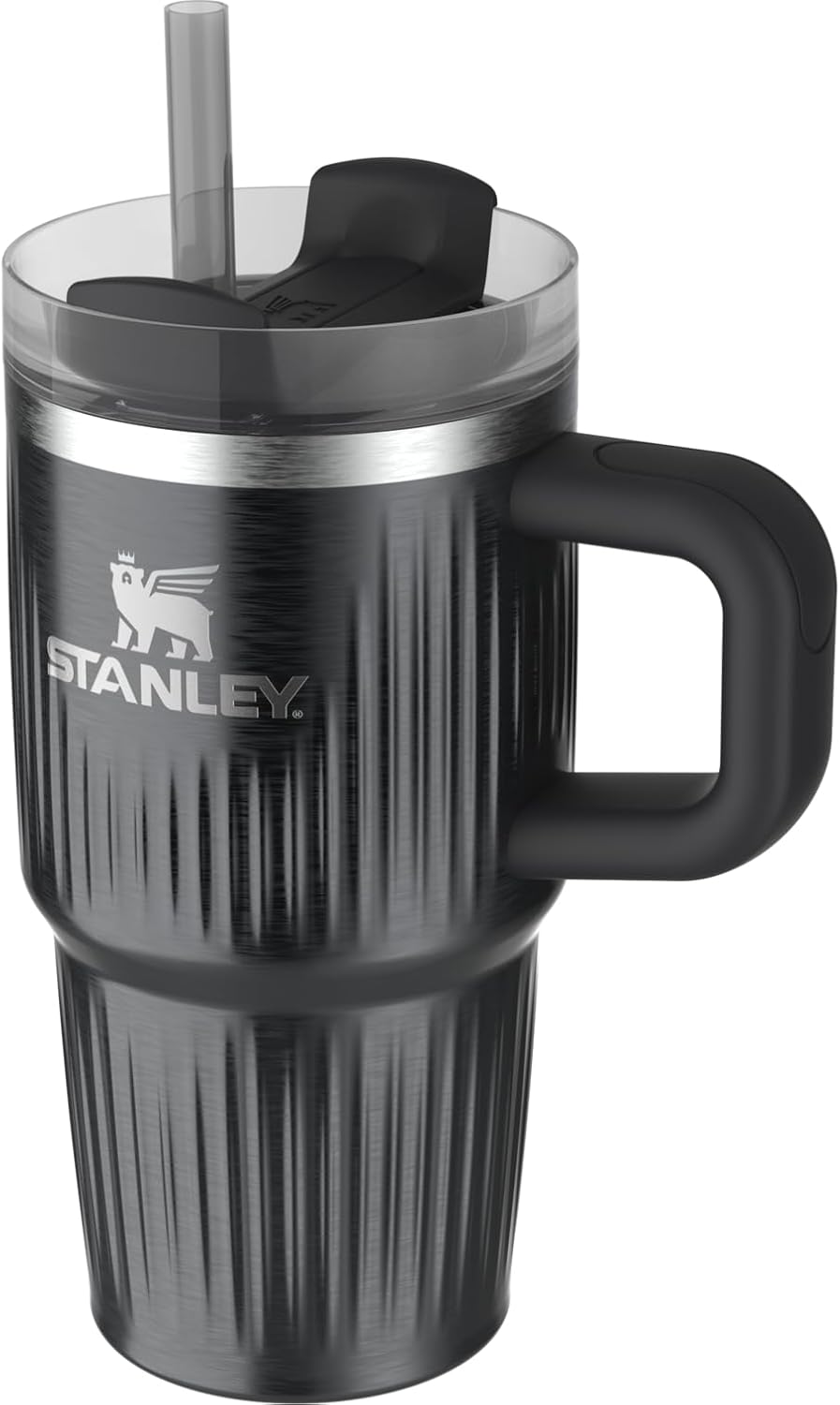 STANLEY Quencher H2.0 Tumbler - 20 oz Insulated Stainless Steel with Handle & Straw | Fluted Black