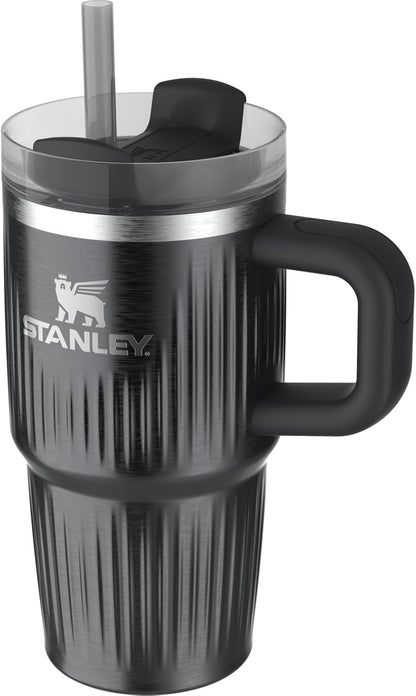 STANLEY Quencher H2.0 Tumbler - 20 oz Insulated Stainless Steel with Handle & Straw | Fluted Black