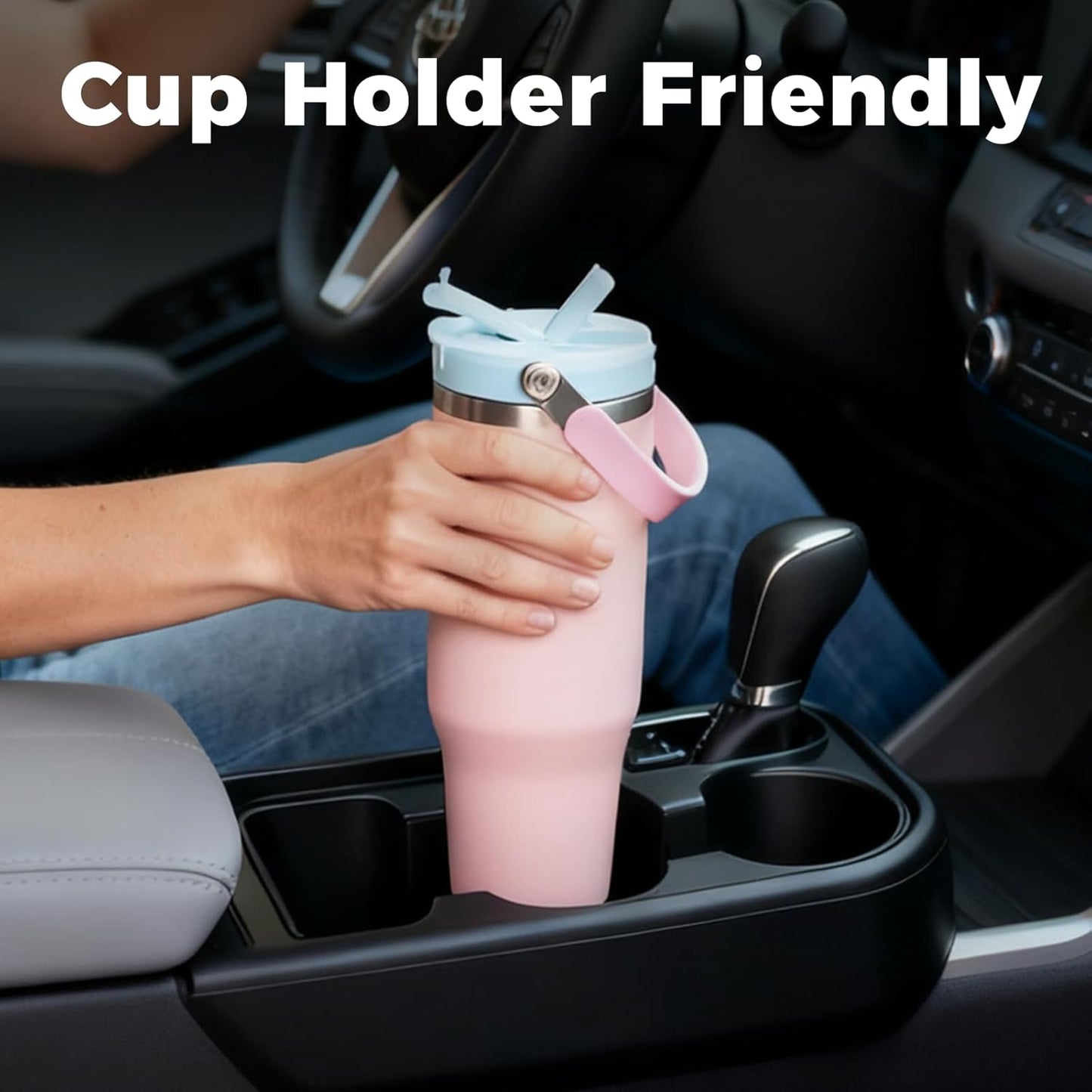 Skiennix 40 Oz Insulated Stainless Steel Water Bottle - 2-in-1 Straw & Spout Lid, Leak-Proof, Black