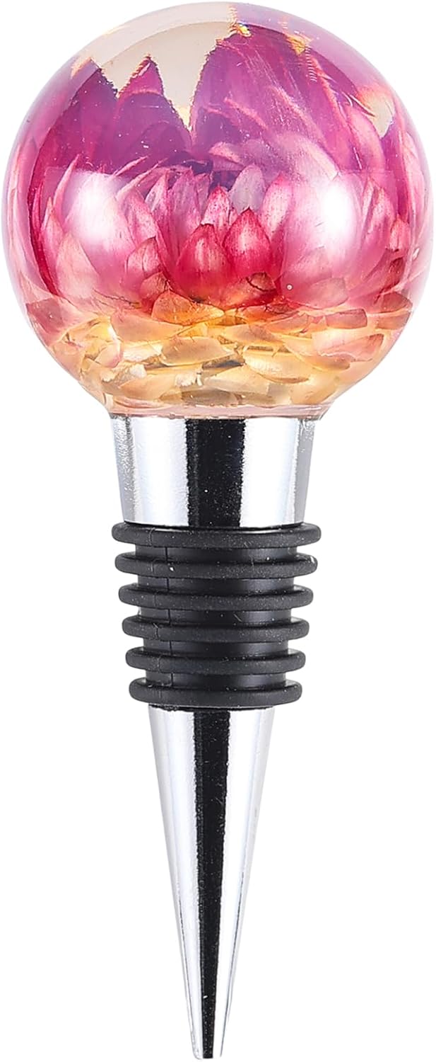 Resin Flower Wine Stopper, Floral Wine Bottle Stopper Decor, Cute Wine Stoppers for Wine Bottles for Wedding,Holiday,Birthday,Party and Gift (purple)