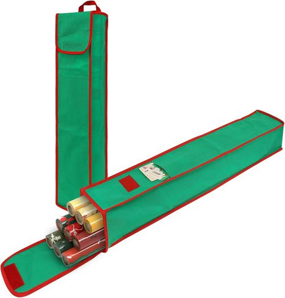 Gift Wrapping Paper Organizer by Skiennix - Storage Bag with Pockets & Handles | 29" x 5.5" x 5.5", Green